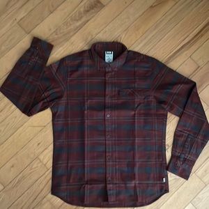 Helly Hansen Fjord to Fjell Flannel Shirt Men’s Size L Maroon/Charcoal Plaid